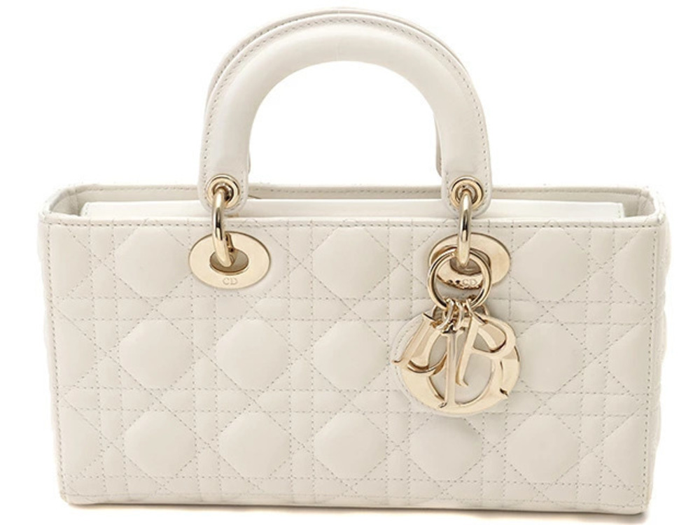 Christian Dior LADY D JOY bag white lambskin